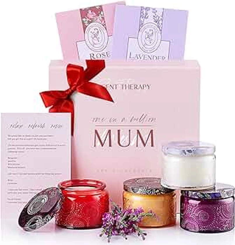 Scented Candle Gifts for Mum - 4 Long Lasting Aromatherapy Candles Mum Gifts - Candle Gift Set for Mother's Day & Birthday Presents for Mum