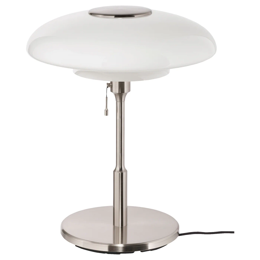 TÄLLBYN Table lamp, nickel plated/opal glass, 20" - IKEA