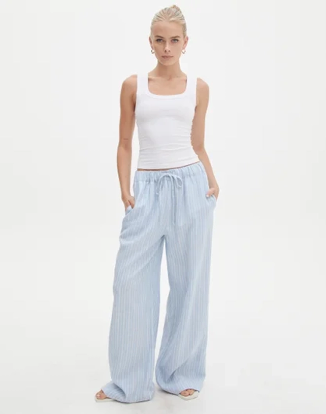 Stripe Linen Blend Pant in Elsie Jeans Stripe | Glassons