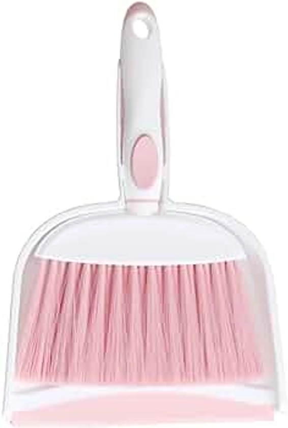 Mini Broom and Dustpan Set-Mini Whisk Set for Desk, Housekeeping, Office, Kitchen, Pet Nest, etc.,Daily Cleaning Necessity Plastic Mini Dustpan Set (Pink)