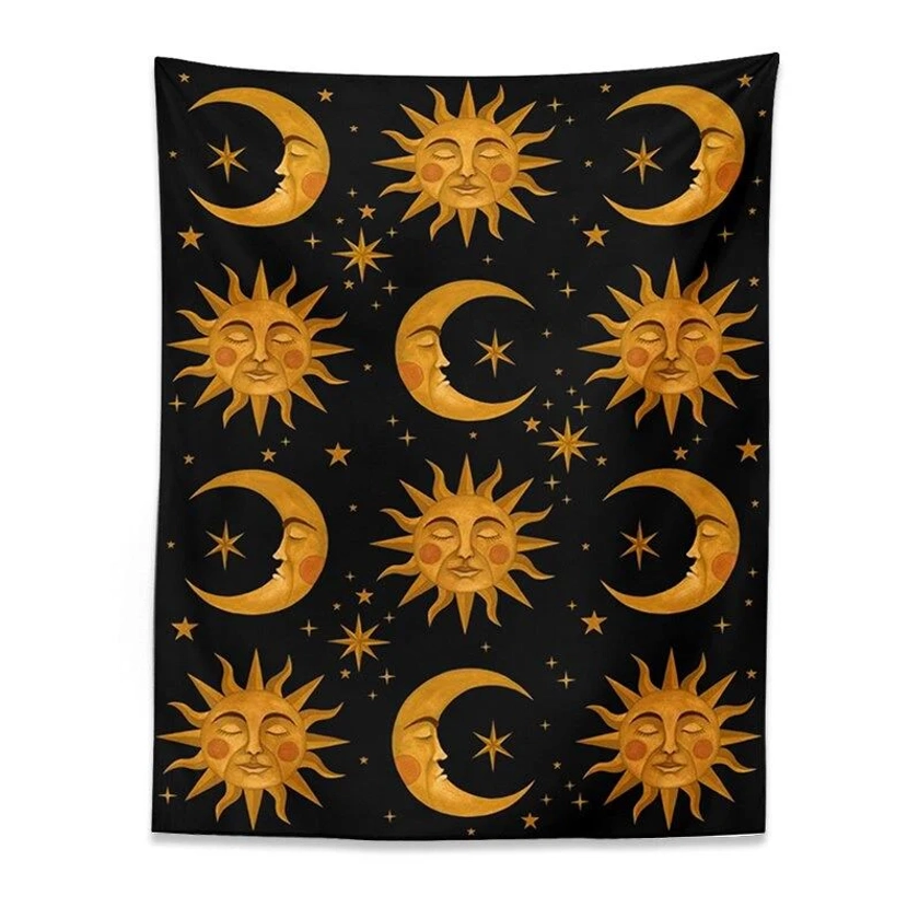 Golden Sun & Moon Tapestry - Shop Online on roomtery