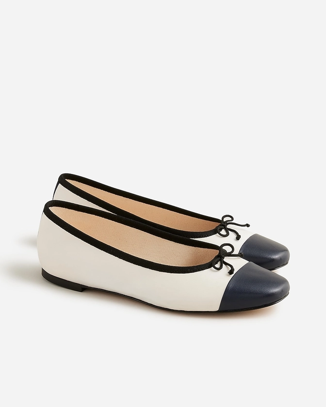 Zoe cap toe ballet flats in leather