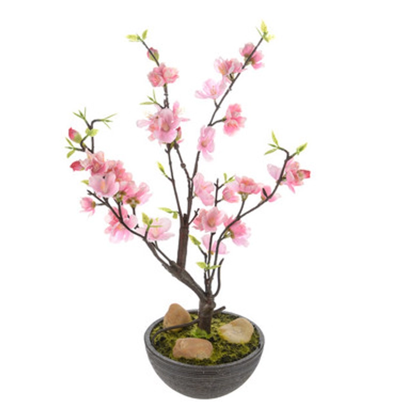 Artificial Silk Cherry Blossom in Pot Pink 32cm/12.5 Inches