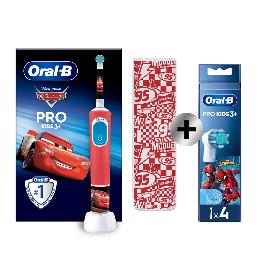 Oral-B Vitality Cars Kids Brosse à dents électrique + 4 brossettes