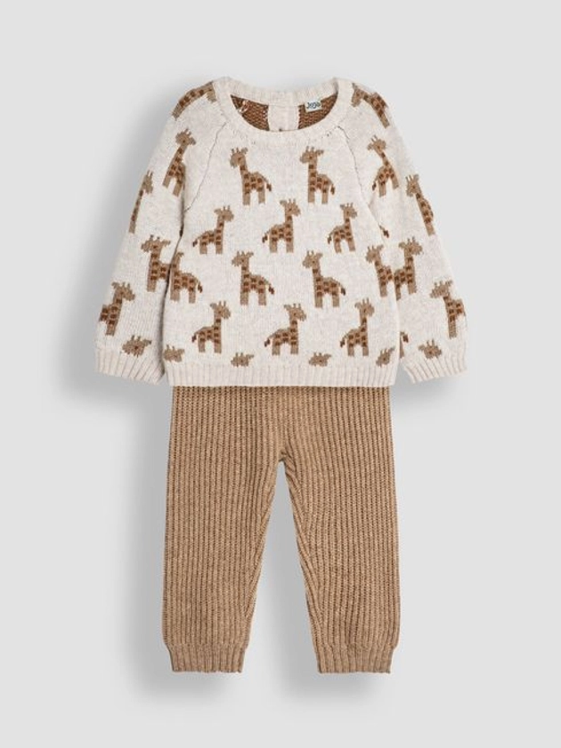 Natural Baby Knitted Giraffe Jumper And Trousers Set