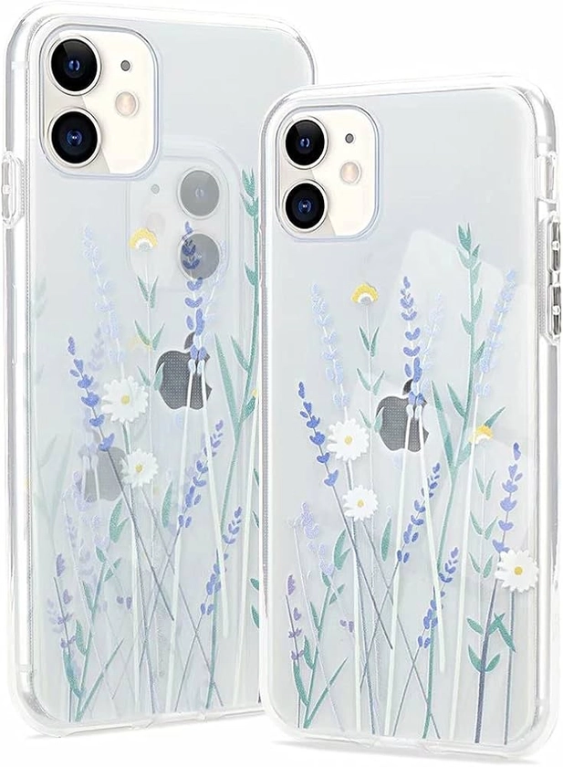 Clear Phone Case Compatible with iPhone 12 mini Soft Silicone Shockproof Transparent TPU Protective Daisy Floral Lavenders Patterns Design Case Girls&Women Cute Cover for iPhone 12 mini: Amazon.co.uk: Electronics & Photo