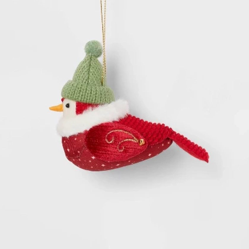 Featherly Friends™ Fabric Bird with Green Hat and White Scarf Christmas Tree Ornament - Wondershop™