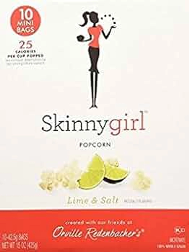 Skinny Girl Lime & Salt Popcorn 10 Mini Bags, 15oz