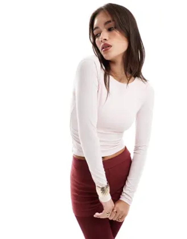 Cotton:On Ever smooth backless long sleeve top in pink | ASOS