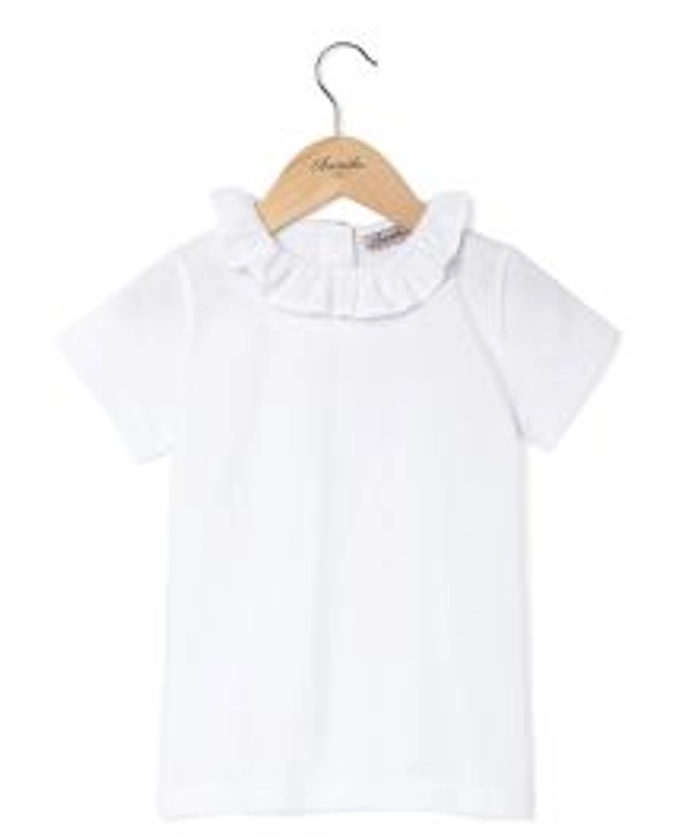 T-shirt col volanté blanc 