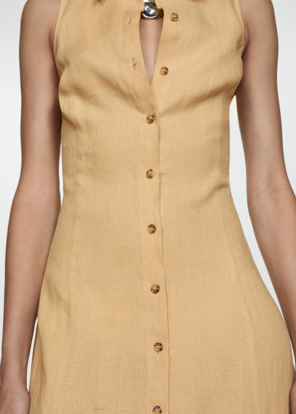 Linen-blend shirt dress - Woman | MANGO USA