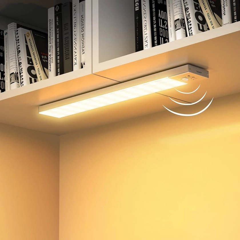 OUILA Lampe de Placard avec Détecteur de Mouvement, 36 LED Lampe 3000K USB Sans Fil Veilleuse, Armoire, Escalier, Couloir, Cuisines, Garage, Bord de Lit(2 Pack, 23cm)