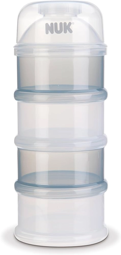 Distributeur de lait maternisé en poudre NUK – Boîtes de lait maternisé empilables – 4 étages pour 4 biberons à emporter – Sans BPA – Bleu