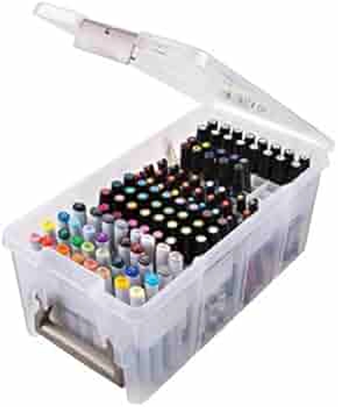 ArtBin 6934AB Marker Storage Satchel with Marker Organizer Tray, Art & Craft Organizer, [1] Plastic Storage Case, Clear