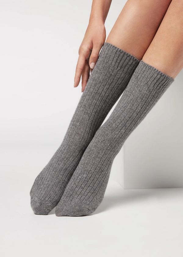 Chaussettes Courtes Côtelées en Laine et Cachemire - Chaussettes basses - Calzedonia