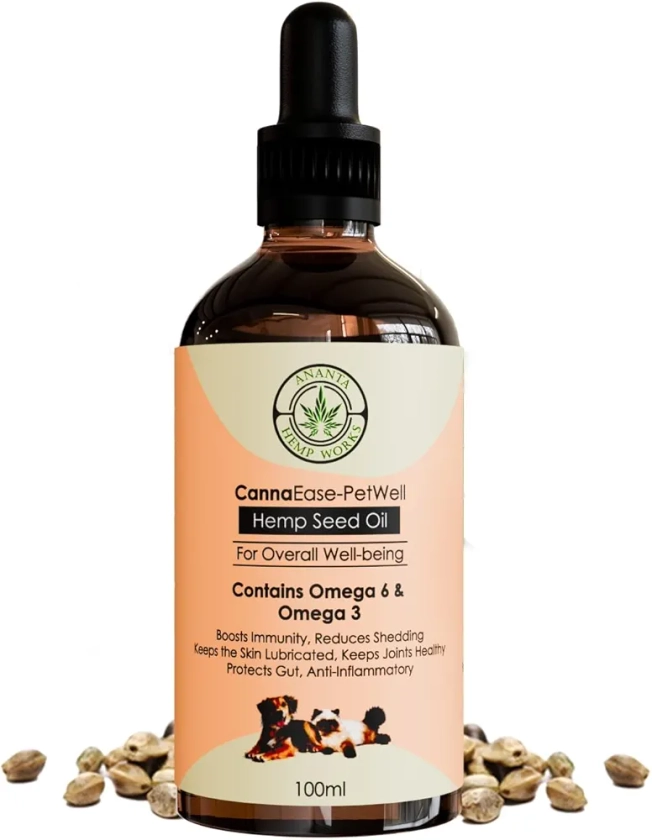 Ananta Hemp Works Hemp Seed Oil | 100ML | Specially for Dog & Cat | Anti-Inflammatory & Reduces Shedding | Natural | Supports Skin, Gut, Joint & Coat Health | Pet Care Massage Oil | No Side Effects : Amazon.in: Pet Supplies