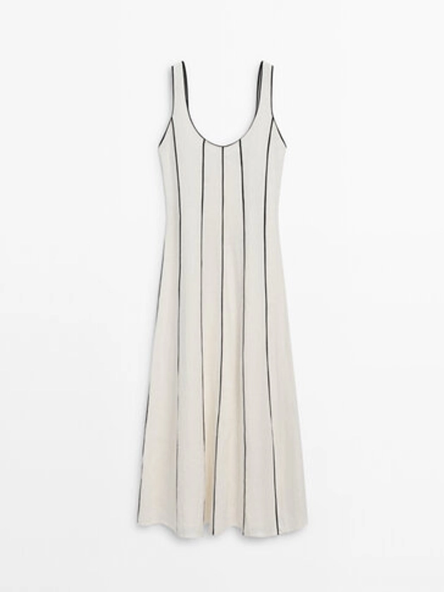 Vestido com alças de duplo tom em mistura de linho - Massimo Dutti Portugal