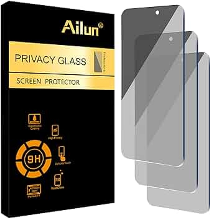 Ailun Privacy Screen Protector for iPhone 15 Plus/iPhone 15 Pro Max [6.7 Inch] Display 3 Pack Anti Spy Private Tempered Glass [Black] [3 Pack]