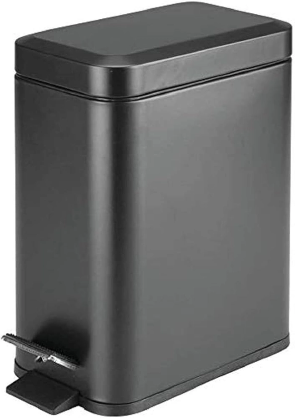 5L Slim Pedal Bin Square Toilet Brush Holder Bathroom Set Rectangular Removable Bucket Trash Recycling Bin (Black 5 L Bin Only) : Amazon.co.uk: Home & Kitchen