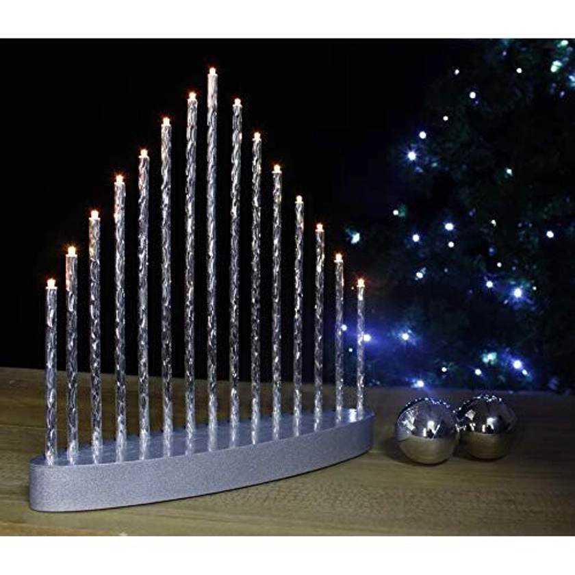 Silver Modern Style Pipe 15 LED Christmas Candle Bridge on OnBuy