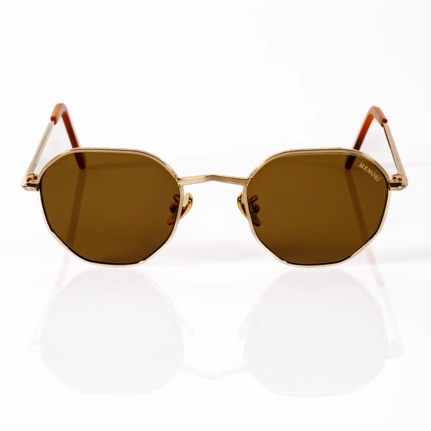 Hexagon Sunglasses in Gold - Polarized Warm Brown Lenses