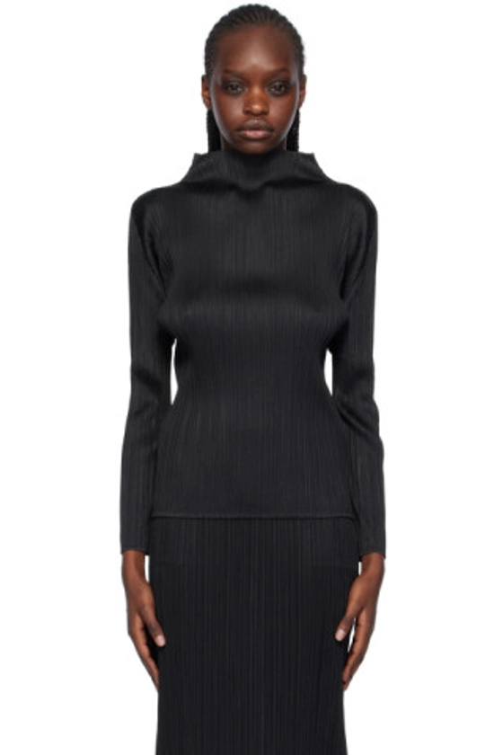 PLEATS PLEASE ISSEY MIYAKE - Col roulé Seeker noir