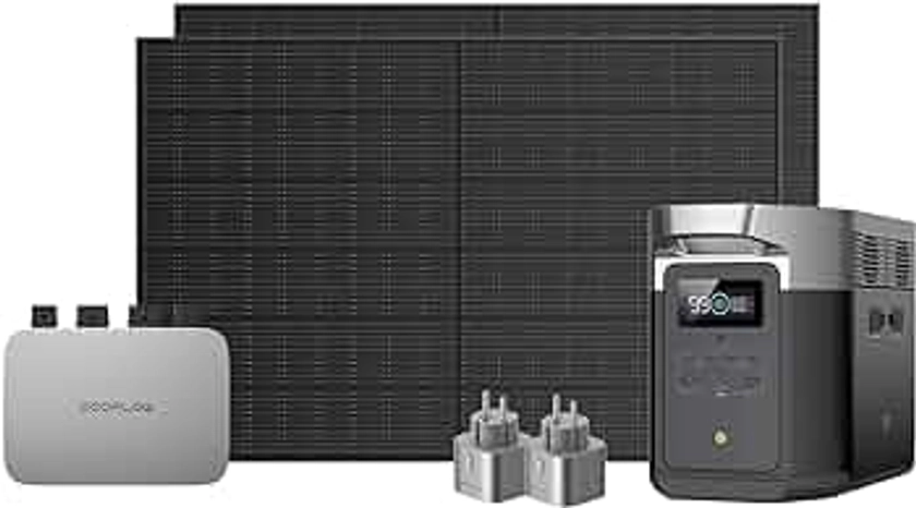 EcoFlow PowerStream Micro-onduleur(800W) avec Panneau Solaire monocristallins 400W*2,et DELTA MAX 2000 Station électrique portable
