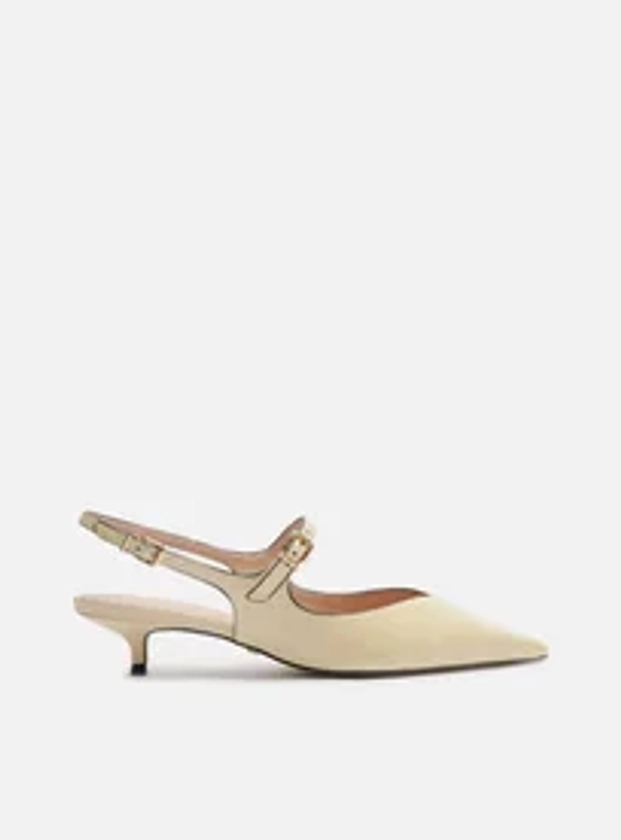 Sapato Boneca Amarelo Couro Bico Fino Slingback