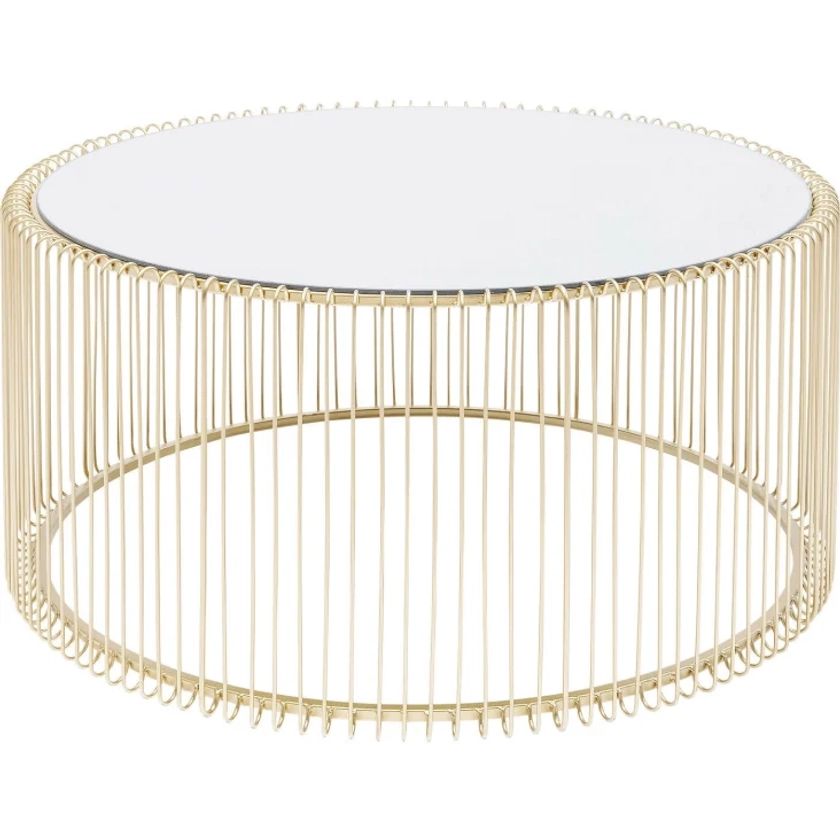 Table basse ronde en acier doré et verre miroir Wire | Maisons du Monde