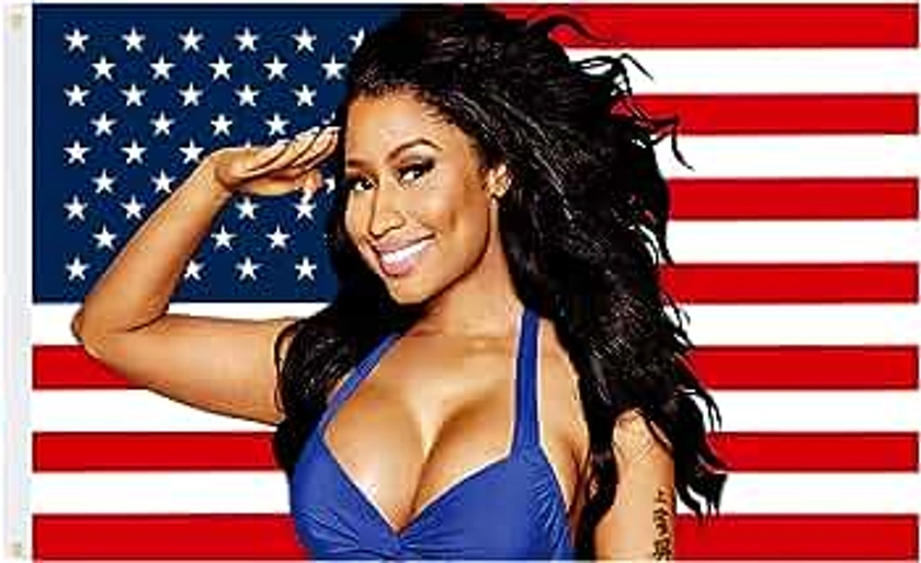Nicki Minaj Flag Nic-ki Min-aj American Flag Vivid Colors Double Stitched and 2 Brass Grommets 3x5 FT Banner