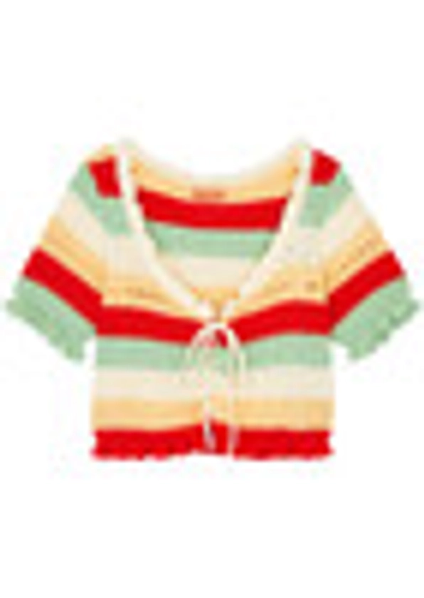 Ally striped crochet-knit top