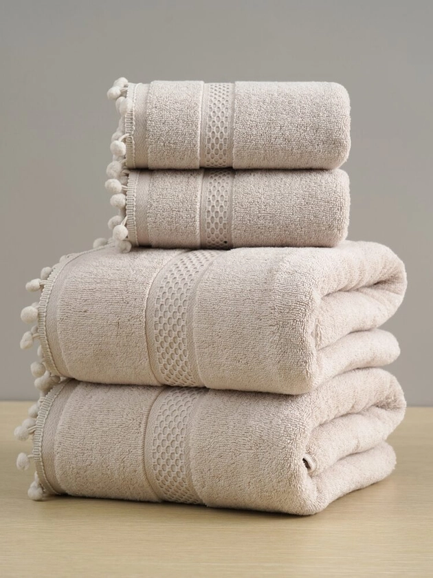 QIBHI 1 pièce Tissu Serviette De Bain , Absorbant Doux Kaki Serviette De Bain Pour Domicile | Mode en ligne | SHEIN FRANCE