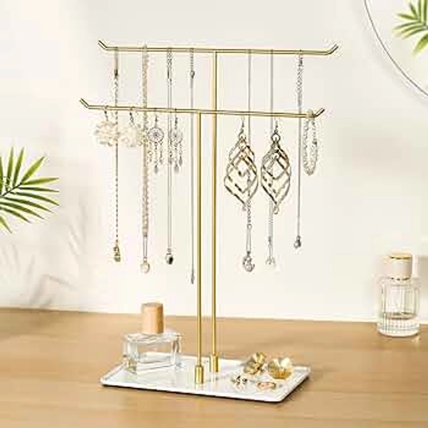 Necklace Stand Aesthetic Necklace Holder: Metal Necklace Organizer for Home Decor, Gold