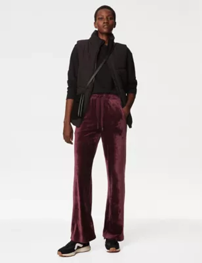 Velour Elasticated Waist Straight Leg Trousers | M&S Collection | M&S