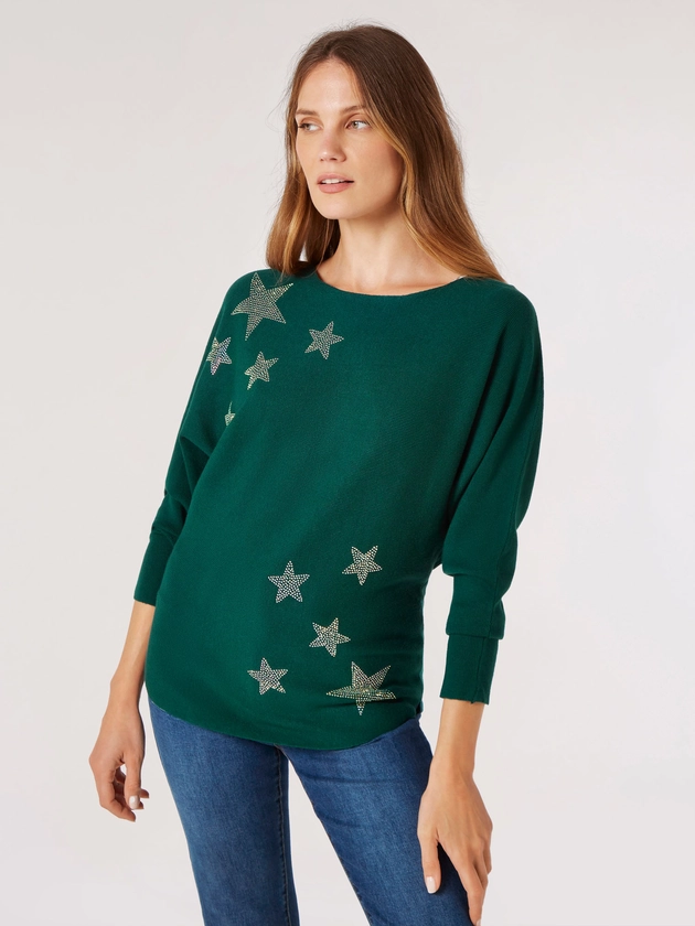 Colourful Studded Stars Jumper | Apricot Clothing