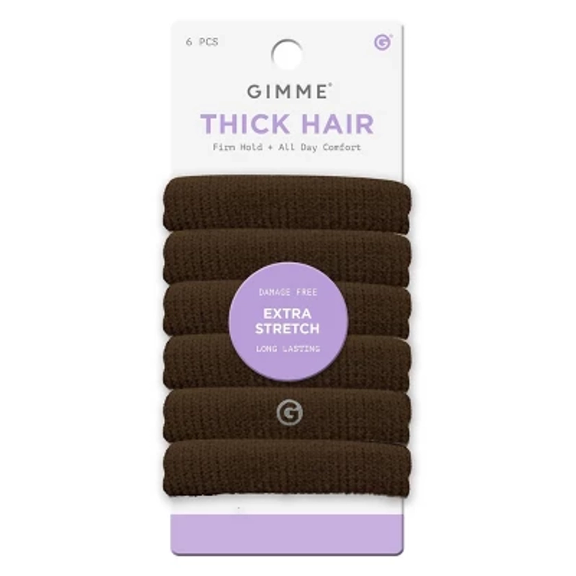 Gimme Beauty Thick Extra Stretch Hair Tie Bands - Brown -6ct