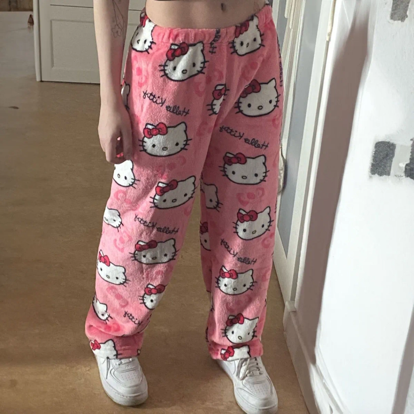 Sanurgente Hello Kitty Anime Pyjama Pants, Smile, Double Elastic Fabric, Soft FjWomen, Kawaii, Birthday Gift, Halloween