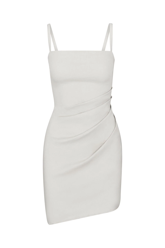 Nadege Draped Mini Dress in Stretch Linen