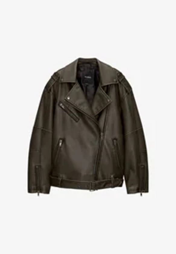 PULL&BEAR BIKER - Veste en similicuir - black/noir - ZALANDO.FR