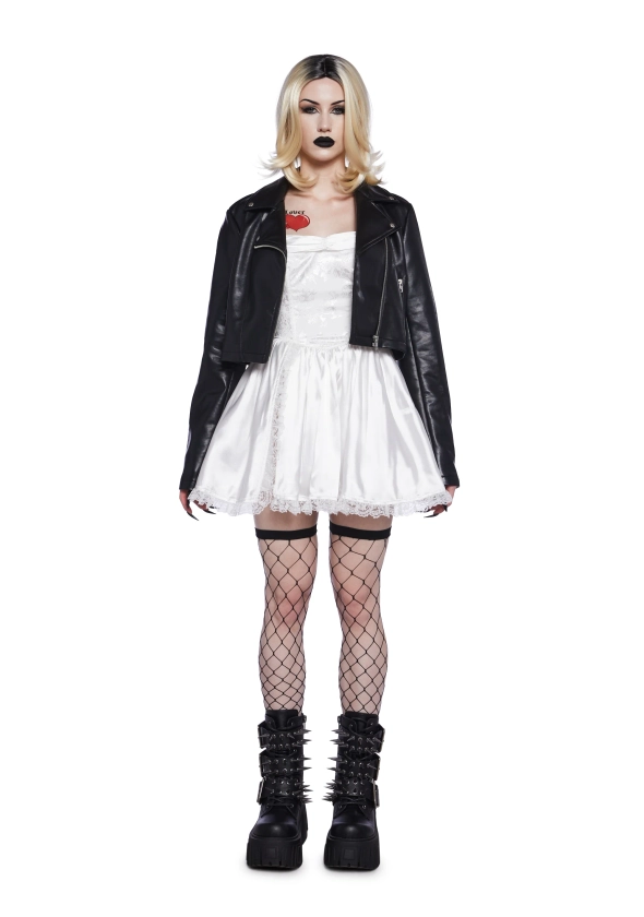 Tiffany Bride Of Chucky Evil Doll Sexy Womans Halloween Premium Costume Set - Black/White