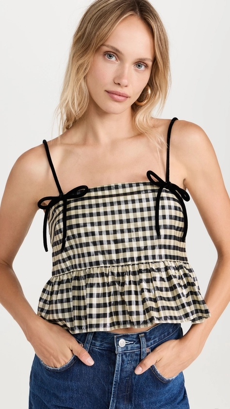 GANNI Shiny Check Jacquard Top | Shopbop