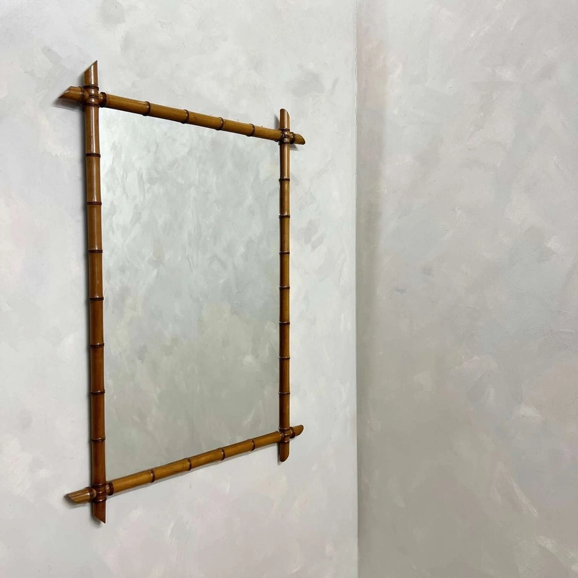 Large French Faux Bamboo Mirror c1930