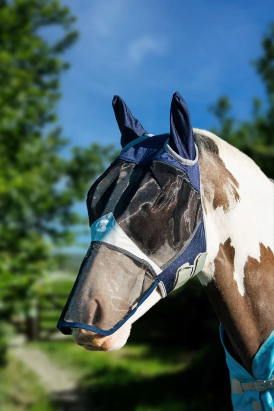 Horse Fly Mask With Nose - Navy