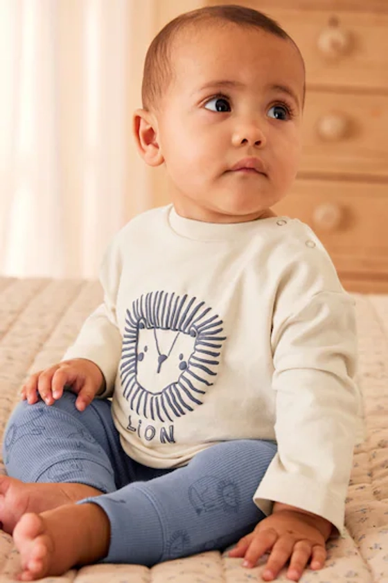Buy Blue/White Lion Baby Top and Leggings 2 Piece Set from the Next UK online shop