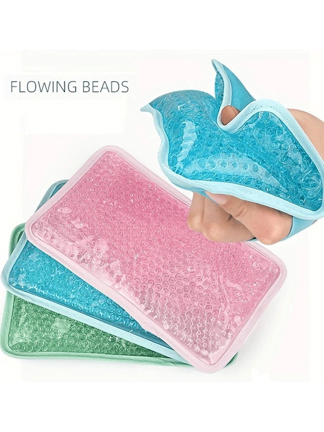 1pc Gel Beads Ice Pack Ice Bag With Strap, Reusable Hot & Cold Pack Compress For Knee, Shoulder, Foot, Back, Ankle, Neck, Hip, Elbow, Wisdom Tooth-7.76''x4.93''(Blue) For Summer And For Outdoor,Sport,Travel,Kitchen,Bedroom,School,Office,And For Woman,Man,Children,Adult