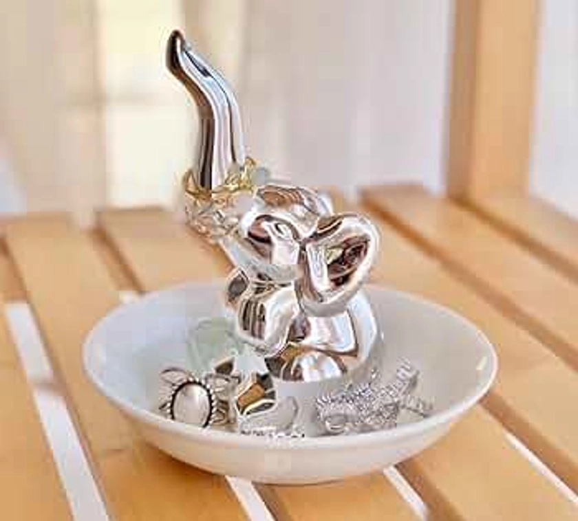 PUDDING CABIN Elephant Gift for Women - Elephant Trinket Dish for Rings Earrings Organizer - Elephant Decor for Women Girls Her Friends Birthday Valentine's Day Xmas Gifts