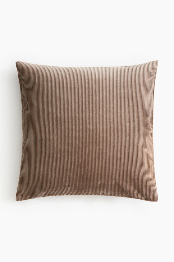 Housse de coussin en velours côtelé - Marron foncé - Home All | H&M FR