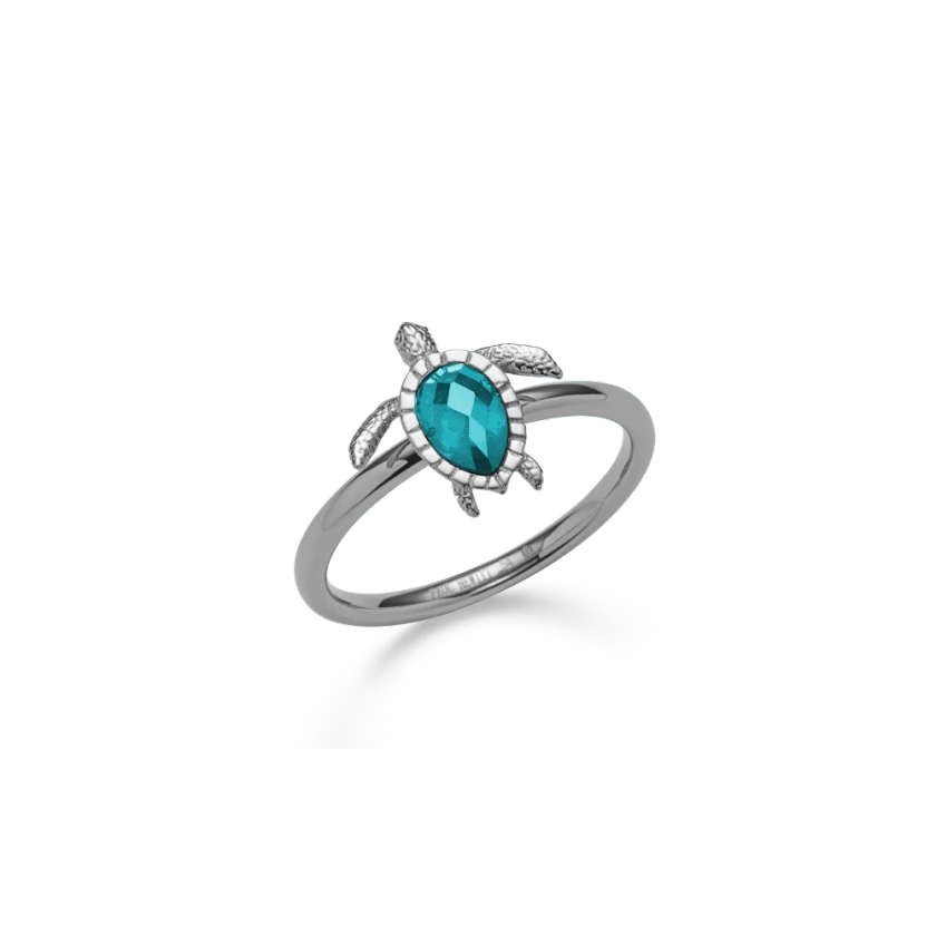 Bague Tortue Aigue-Marine Argent