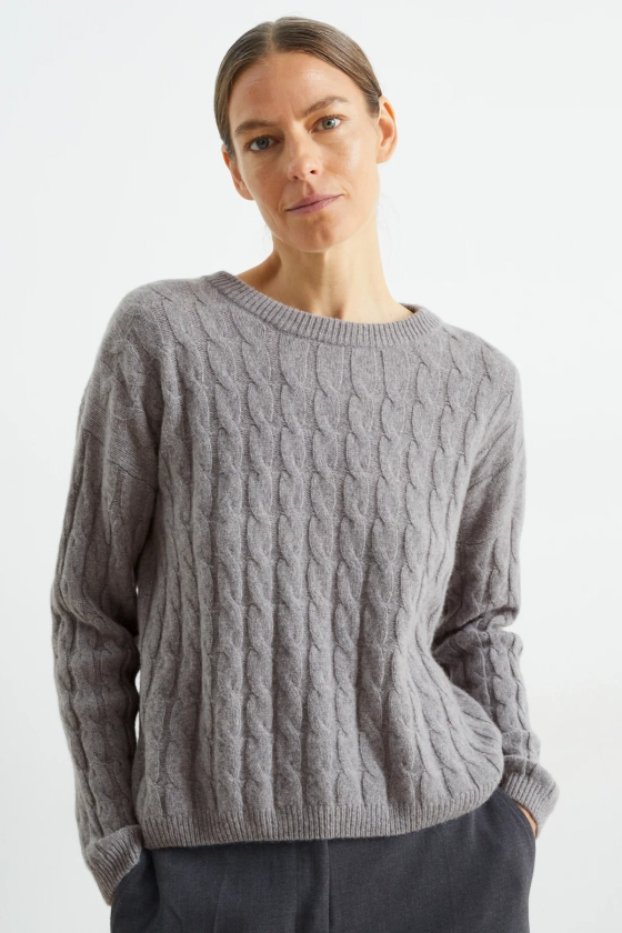 Pullover en cachemire - motif tressé | E-Shop C&A