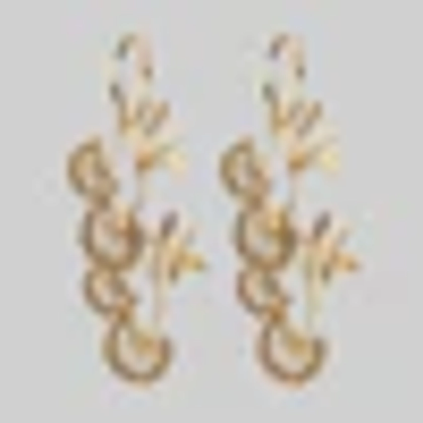 AELLA. Floral Drop Hoop Earrings - Gold